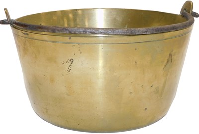 Lot 636 - A brass jam pan, with a cast iron handle, 33cm...