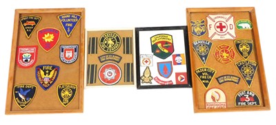 Lot 596 - Assorted US Fire Department felt badges and...