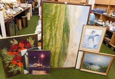 Lot 2078 - Kate Wells, landscape study, framed, 80cm x...