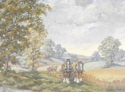 Lot 649 - S J Newsome (British late 20thC). Harvesting...