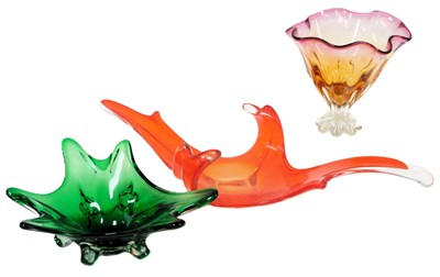 Lot 661 - A Murano amethyst and amber glass vase, raised...