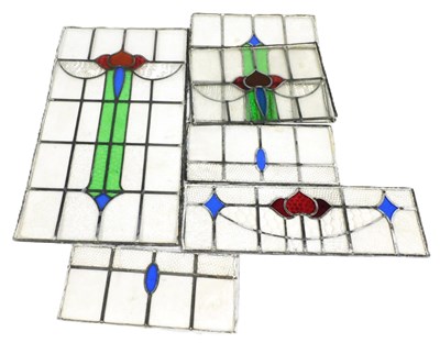 Lot 662 - Six early 20thC stained glass window panels,...