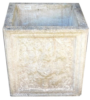 Lot 663 - A reconstituted stone planter, of square form,...