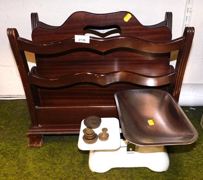 Lot 2136 - A mahogany magazine rack, together with a pair...