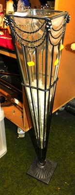 Lot 2148 - A vase, of trumpet form, in a pierced metal...