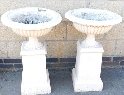 Lot 665 - A pair of early 20thC white painted cast iron...