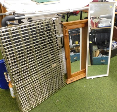 Lot 2177 - A metal animal cage, together with a pine...