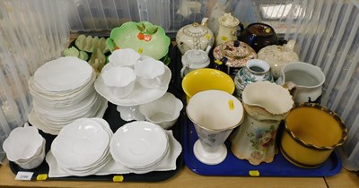 Lot 2180 - A Shelley white glaze part tea service, to...