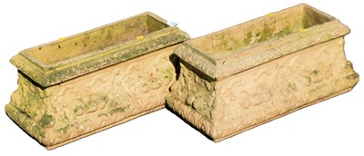 Lot 672 - A pair of stone planters, of rectangular form,...