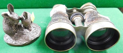 Lot 2233 - A pair of early 20thC binoculars, and a resin...