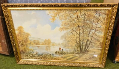 Lot 2243 - After Don Vaughan. Figures fishing before...