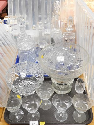 Lot 2251 - A group of glassware, to include decanters,...