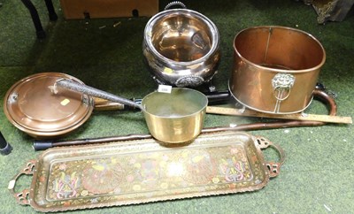 Lot 2266 - A copper planter, with lion mask ring handles,...