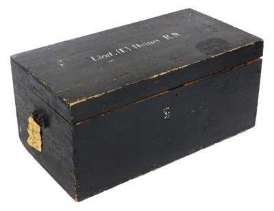 Lot 727 - A Victorian ebonised pine chest, the lid named...