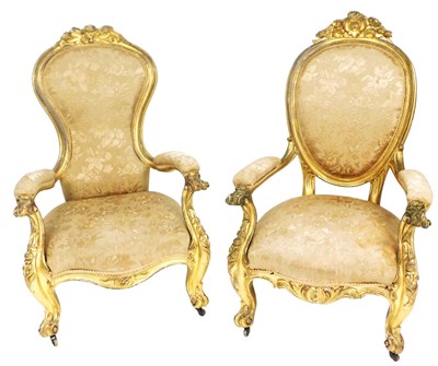 Lot 688 - A pair of late 19thC French style parcel gilt...