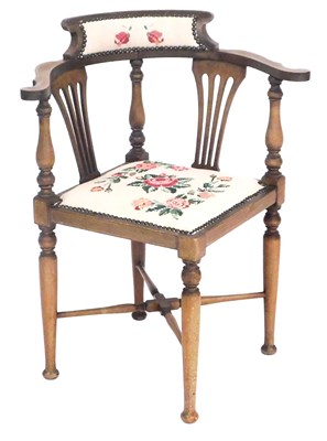 Lot 695 - A Victorian mahogany and inlaid corner chair,...