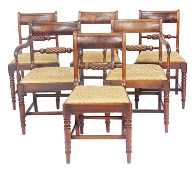 Lot 696 - A set of six Regency mahogany Trafalgar dining...