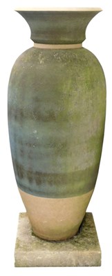 Lot 712 - A two tone stoneware garden vase, of ovoid...