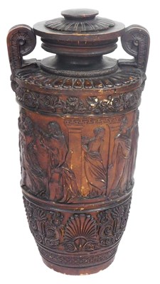 Lot 716 - A late 19thC Greek inspired stoneware urn,...
