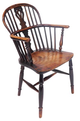Lot 761 - A 19thC yew and elm Windsor chair, with a...