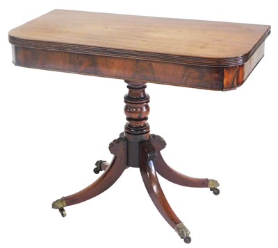 Lot 769 - A late Regency mahogany fold over tea table,...
