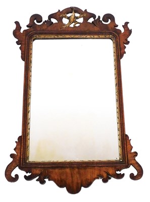 Lot 782 - A Georgian style mahogany fretwork wall mirror,...