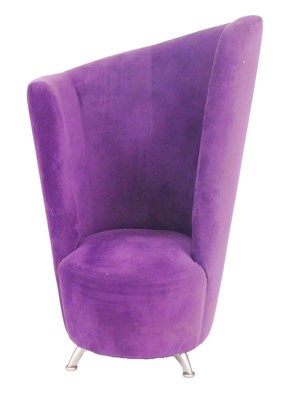 Lot 793 - A contemporary purple tub chair, with sloping...
