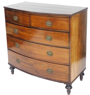 Lot 795 - A late Georgian mahogany bow front chest, of...