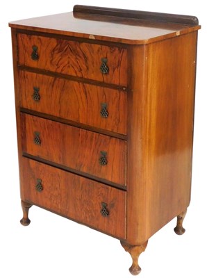 Lot 796 - An early 20thC walnut chest, of four drawers,...