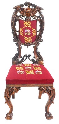 Lot 802 - A late 19thC continental walnut hall chair,...