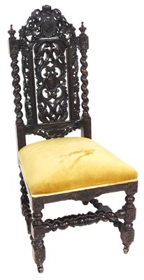 Lot 803 - A late 19thC oak dining chair, with carved...