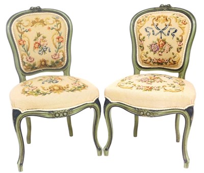 Lot 804 - A pair of Victorian green painted spoon back...