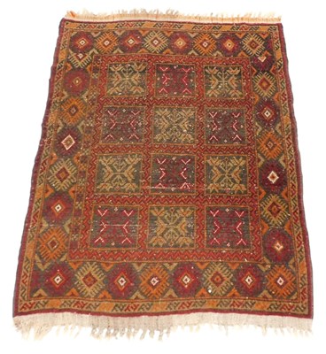 Lot 822 - A Caucasian grey ground rug, the central field...