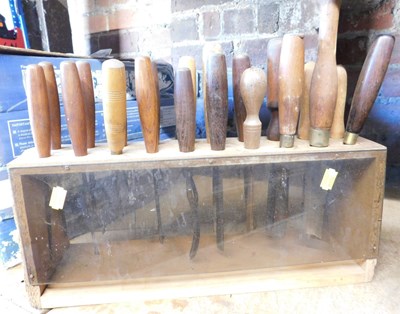 Lot 1053 - Various wood turning tools, in a case.