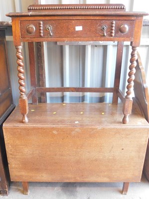 Lot 1076 - An oak drop leaf table, together with an early...