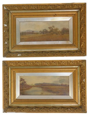 Lot 349 - D U Beardsley. A river scene with sheep,...