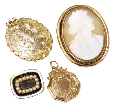 Lot 412A - A Georgian seed pearl and white enamel hair...