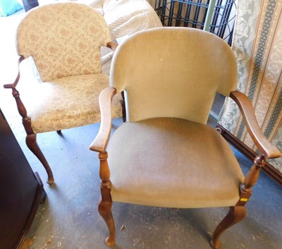 Lot 1196 - Two upholstered armchairs. The upholstery in...