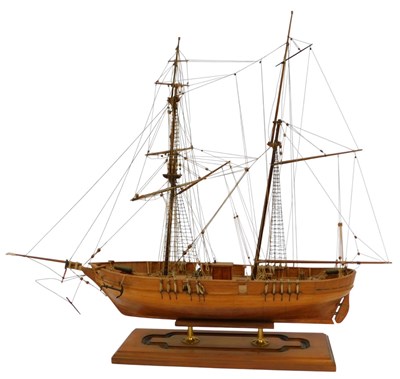 Lot 377 - A scratch built wooden model of a sailing ship,...