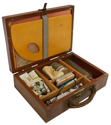 Lot 380 - An artist's paint box, the hinged lid...