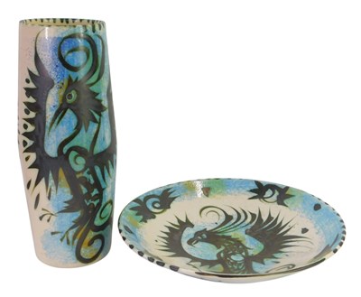 Lot 503 - A Celtic pottery Newlyn vase, of cylindrical...