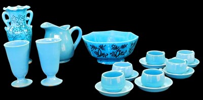 Lot 534 - A group of Continental turquoise glaze pottery,...