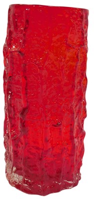 Lot 542 - A Whitefriars red glass bark effect vase, of...