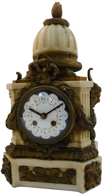 Lot 561 - A 19thC French marble and brass mounted mantel...