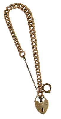 Lot 614 - A 9ct gold curb link bracelet, on a...