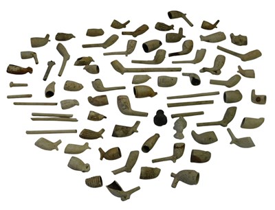 Lot 652 - A group of clay pipes, differing decoration....