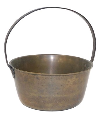 Lot 152A - A 19thC brass jam pan, with a cast iron handle,...