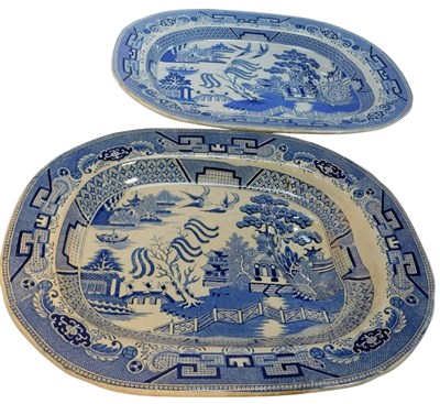 Lot 696 - A W&B stone china ironstone Willow pattern...