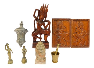 Lot 714 - A group of Eastern wares, to include a carved...