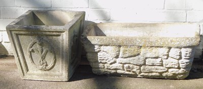 Lot 771 - Two composition stone planters, one of...